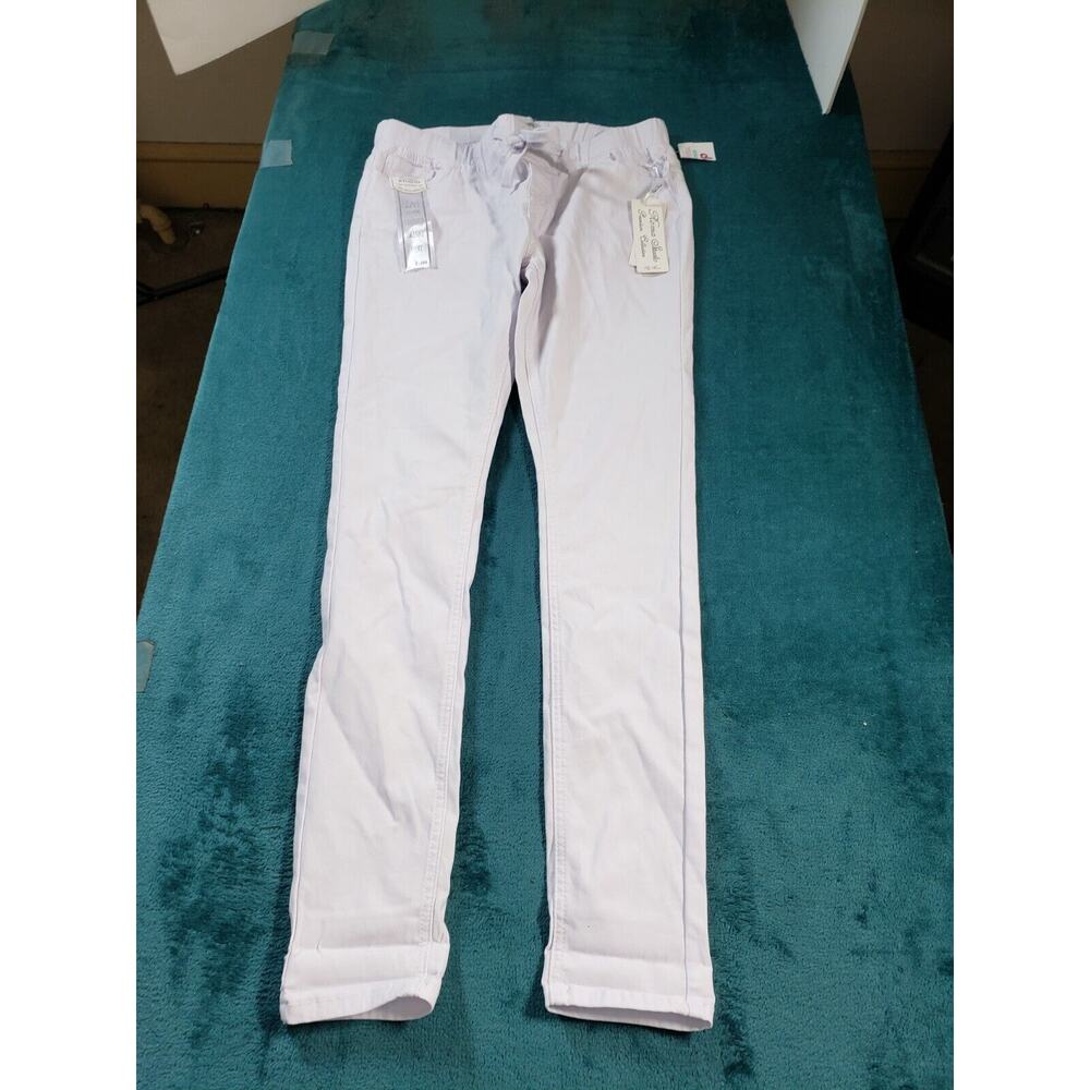 Roma Jeans Sz Large Womens White Stretch Pants Mid Rise Drawstring Skinny NWT